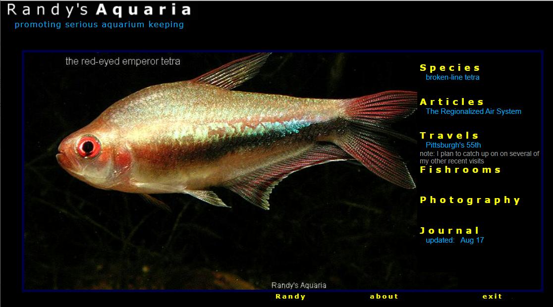 "Randy's Aquaria" website in 2003